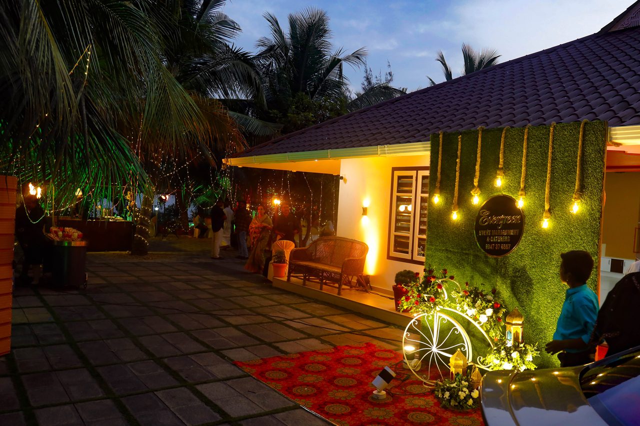 Evening exterior of Aamees Paradise