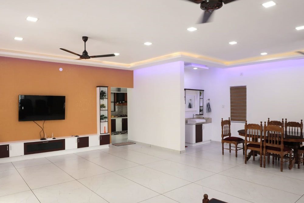 Living area inside the 1-BHK villa at Aamees Paradise